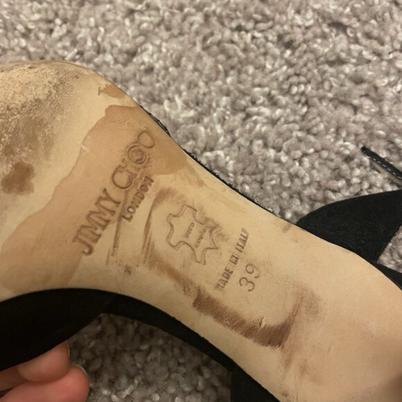 JIMMY CHOO D’Orsay Cutout Leather And Suede Heels In Black - Picture 5 of 8